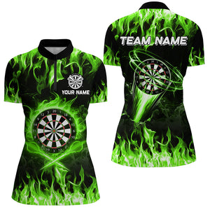 Green 3D Printed Fire Flame Darts Shirts For Women Custom Lightning Darts League Team Jerseys TDM2663