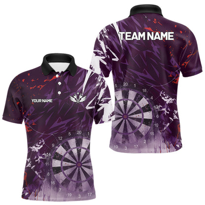 Purple Geometric Darts Shirt With Pocket Option Custom Men's Darts Jersey TDM5362