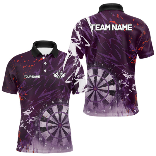 Purple Geometric Darts Shirt With Pocket Option Custom Men's Darts Jersey TDM5362