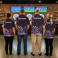 Load image into Gallery viewer, Purple Geometric Darts Shirt With Pocket Option Custom Women's Darts Jersey TDM5362