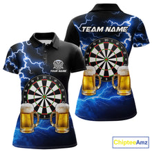 Load image into Gallery viewer, Blue Funny Beer Darts Shirt For Women Custom Lightning Darts Jersey Team Polo &amp; 1/4 Zip TDM5858
