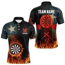 Load image into Gallery viewer, Personalized Retro Texas Flag Flame Dartboard Darts Shirts For Men, Patriotic Texas Dart Jerseys TDM3677