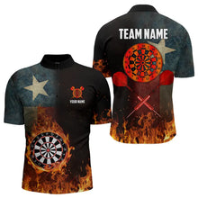 Load image into Gallery viewer, Personalized Retro Texas Flag Flame Dartboard Darts Shirts For Men, Patriotic Texas Dart Jerseys TDM3677