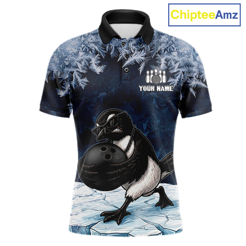 Funny Great Auk Icy Bowling Ball Shirts For Men Custom Snowflake Bowling Jersey, Gift For Bowlers NYN3172