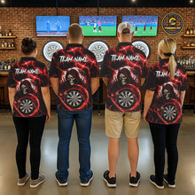 Load image into Gallery viewer, Red Grim Reaper Skull Thunder Lightning Darts Shirt For Women Custom Darts Jersey Team Polo &amp; 1/4 Zip TDM6467