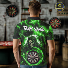 Load image into Gallery viewer, Green Grim Reaper Skull Thunder Lightning Darts Shirt For Men Custom Darts Jersey Polo &amp; 1/4 Zip TDM6469