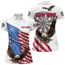 Load image into Gallery viewer, Personalized Eagle American Flag Custom White Grunge Darts Shirts For Women, Patriotic Darts Jerseys TDM2428