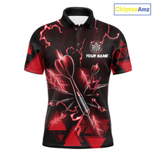 Load image into Gallery viewer, Red Darts Arrow Thunder Lightning Dart Shirts For Men Custom Dart Team Jerseys Polo &amp; 1/4 Zip TDM5864