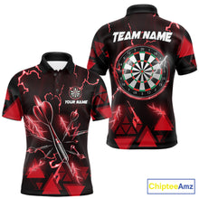 Load image into Gallery viewer, Red Darts Arrow Thunder Lightning Dart Shirts For Men Custom Dart Team Jerseys Polo &amp; 1/4 Zip TDM5864