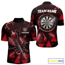 Load image into Gallery viewer, Red Darts Arrow Thunder Lightning Dart Shirts For Men Custom Dart Team Jerseys Polo &amp; 1/4 Zip TDM5864