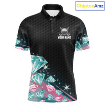 Load image into Gallery viewer, Funny Pink And Turquoise Diamonds Men Golf Polo Shirts Custom Team Golf Shirt, Golfing Gifts TDM6471