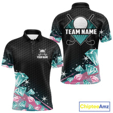 Load image into Gallery viewer, Funny Pink And Turquoise Diamonds Men Golf Polo Shirts Custom Team Golf Shirt, Golfing Gifts TDM6471