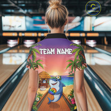 Load image into Gallery viewer, Funny Shark Sunset Tropical Bowling Shirts For Women Custom Bowling Polo &amp; 1/4 Zip, Bowling Gifts TDM6472