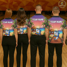Load image into Gallery viewer, Funny Shark Sunset Tropical Bowling Shirts For Men Custom Bowling Polo &amp; 1/4 Zip, Bowling Gifts TDM6472