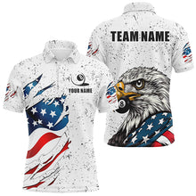 Load image into Gallery viewer, White Grunge Eagle American Flag Custom Billiard Shirts For Men, Patriotic Billiard Team Shirts TDM2445