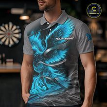 Load image into Gallery viewer, Personalized Phoenix Flame Darts Shirt For Men Custom Darts Team Jersey Polo &amp; 1/4 Zip |Turquoise TDM5649