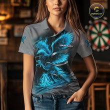 Load image into Gallery viewer, Personalized Phoenix Flame Darts Shirt For Women Custom Darts Team Jersey Polo &amp; 1/4 Zip |Turquoise TDM5649