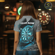 Load image into Gallery viewer, Personalized Phoenix Flame Darts Shirt For Women Custom Darts Team Jersey Polo &amp; 1/4 Zip |Turquoise TDM5649