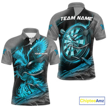 Load image into Gallery viewer, Personalized Phoenix Flame Darts Shirt For Men Custom Darts Team Jersey Polo &amp; 1/4 Zip |Turquoise TDM5649