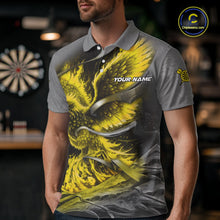 Load image into Gallery viewer, Personalized Phoenix Flame Darts Shirt For Men Custom Darts Team Jersey Polo &amp; 1/4 Zip |Yellow TDM5650