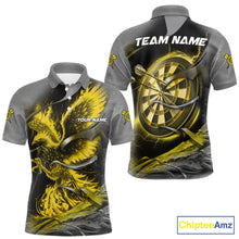 Load image into Gallery viewer, Personalized Phoenix Flame Darts Shirt For Men Custom Darts Team Jersey Polo &amp; 1/4 Zip |Yellow TDM5650
