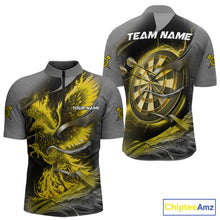 Load image into Gallery viewer, Personalized Phoenix Flame Darts Shirt For Men Custom Darts Team Jersey Polo &amp; 1/4 Zip |Yellow TDM5650