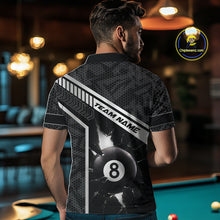 Load image into Gallery viewer, Black And White 8 Ball Break Glass Billiard Shirt For Men Custom Pool Team Jersey Polo &amp; 1/4 Zip TDM6252