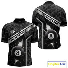 Load image into Gallery viewer, Black And White 8 Ball Break Glass Billiard Shirt For Men Custom Pool Team Jersey Polo &amp; 1/4 Zip TDM6252