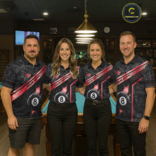 Load image into Gallery viewer, Black And Red 8 Ball Break Glass Billiard Shirt For Women Custom Pool Team Jersey Polo &amp; 1/4 Zip TDM6253