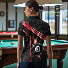 Load image into Gallery viewer, Black And Red 8 Ball Break Glass Billiard Shirt For Women Custom Pool Team Jersey Polo &amp; 1/4 Zip TDM6253