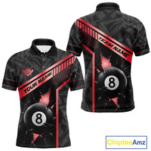 Load image into Gallery viewer, Black And Red 8 Ball Break Glass Billiard Shirt For Men Custom Pool Team Jersey Polo &amp; 1/4 Zip TDM6253