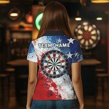 Load image into Gallery viewer, Personalized Watercolor USA Flag Darts Polo &amp; Quarter Zip Custom Dart Shirts For Women Darts Jerseys TDM3375