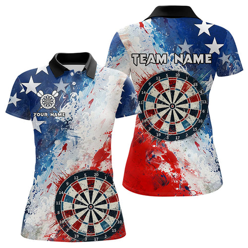 Personalized Watercolor USA Flag Darts Polo & Quarter Zip Custom Dart Shirts For Women Darts Jerseys TDM3375