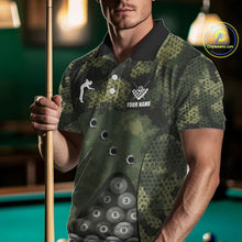 Load image into Gallery viewer, Green Camo 8 Ball Billiard Shirt For Men Custom Pool Team Shirt, Billiard Jersey Polo &amp; 1/4 Zip TDM5655