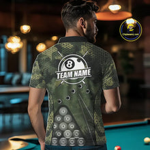 Load image into Gallery viewer, Green Camo 8 Ball Billiard Shirt For Men Custom Pool Team Shirt, Billiard Jersey Polo &amp; 1/4 Zip TDM5655
