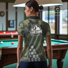 Load image into Gallery viewer, Green Camo 8 Ball Billiard Shirt For Women Custom Pool Team Shirt, Billiard Jersey Polo &amp; 1/4 Zip TDM5655