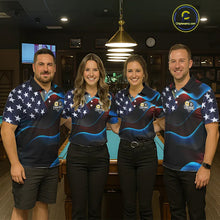 Load image into Gallery viewer, Personalized American Flag 8 Ball &amp; 9 Ball Billiard Shirt For Women, Patriotic Pool Team Jersey TDM5657