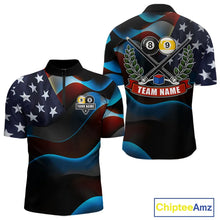 Load image into Gallery viewer, Personalized American Flag 8 Ball &amp; 9 Ball Billiard Shirt For Men, Patriotic Pool Team Jersey TDM5657