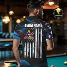 Load image into Gallery viewer, Glowing American Flag 8 Ball Pool Billiard Shirt For Men Custom Patriotic Billiard Team Jersey TDM5658