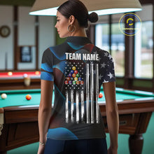 Load image into Gallery viewer, Glowing American Flag 8 Ball Pool Billiard Shirt For Women Custom Patriotic Billiard Team Jersey TDM5658