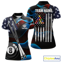 Load image into Gallery viewer, Glowing American Flag 8 Ball Pool Billiard Shirt For Women Custom Patriotic Billiard Team Jersey TDM5658