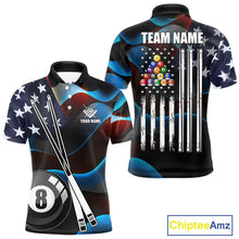 Load image into Gallery viewer, Glowing American Flag 8 Ball Pool Billiard Shirt For Men Custom Patriotic Billiard Team Jersey TDM5658