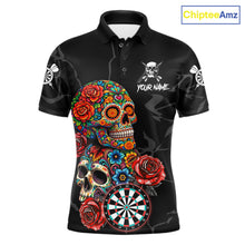 Load image into Gallery viewer, Personalized Colorful Sugar Skull Darts Shirt For Men Custom Darts Jersey Team Polo &amp; Quarter Zip TDM6264
