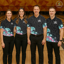 Load image into Gallery viewer, Custom Pink Turquoise Diamonds Bowling Shirt For Men, Glowing Bowling Team Jersey Polo &amp; 1/4 Zip TDM6270