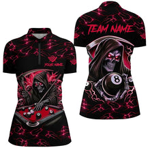 Load image into Gallery viewer, Red Funny Grim Reaper 8 Ball Pool Women Billiard Shirts Custom Name Lightning Billiard Jerseys TDM2159