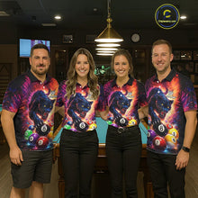 Load image into Gallery viewer, Colorful Billiard Balls Panther 8 Ball Pool Shirt For Men Custom Billiard Jersey Polo &amp; 1/4 Zip TDM5669