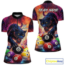 Load image into Gallery viewer, Colorful Billiard Balls Panther 8 Ball Pool Shirt For Women Custom Billiard Jersey Polo &amp; 1/4 Zip TDM5669