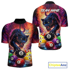 Load image into Gallery viewer, Colorful Billiard Balls Panther 8 Ball Pool Shirt For Men Custom Billiard Jersey Polo &amp; 1/4 Zip TDM5669