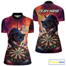Load image into Gallery viewer, Personalized Colorful Panther Darts Shirt For Women Custom Darts Team Jersey Polo &amp; Quarter Zip TDM5670