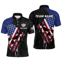Load image into Gallery viewer, American Flag Grunge Skull 8 Ball Pattern Billiard Shirts For Men Custom Patriotic Billiard Jersey TDM3206